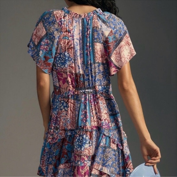 By Anthropologie Robin Tiered Mini Dress vacation date night summer party - Picture 7 of 10